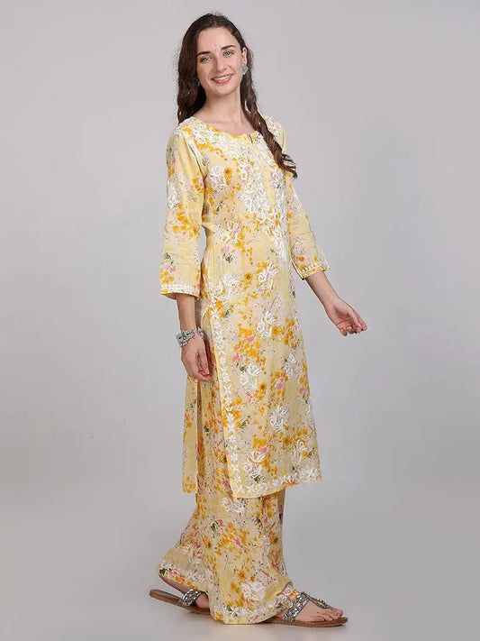 Elegant Chikankari Kurti with Pant Set.