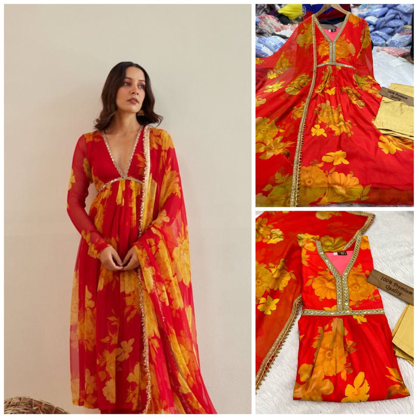 Elegant pure Georgette dress|3pcs set| anarkali style